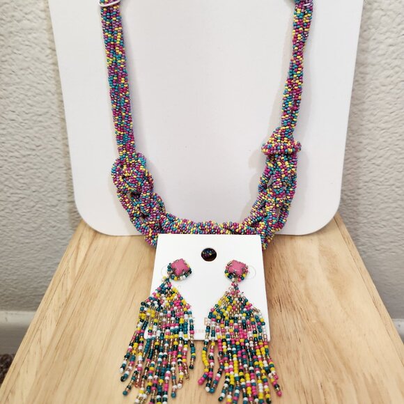 Lane Bryant Rainbow Color Seed Bead Fashion Jewelry Set - Picture 1 of 4